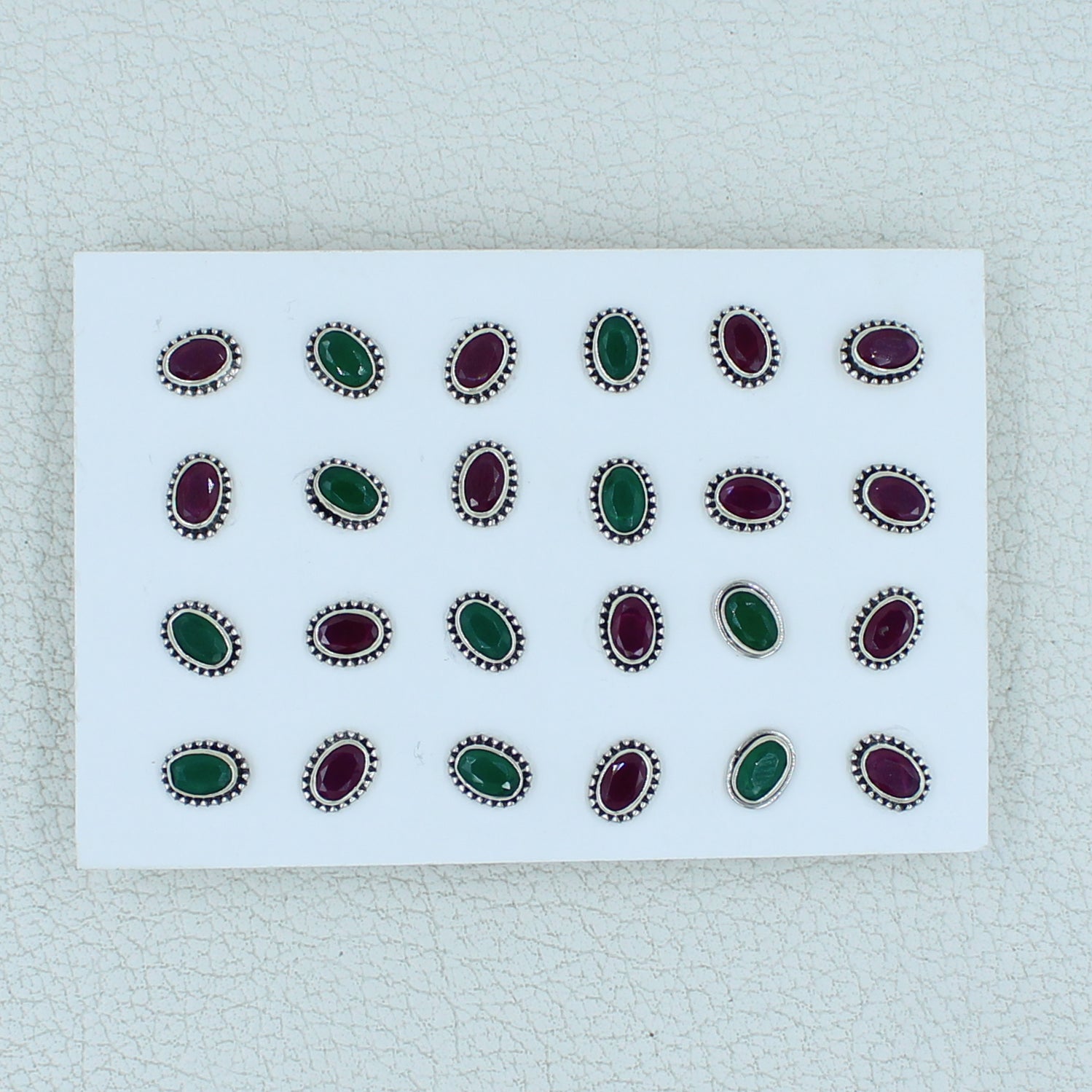 Ruby, Emerald Studs Earrings - 925 Silver Jewelry