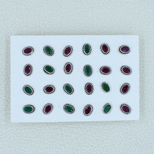 Ruby, Emerald Studs Earrings - 925 Silver Jewelry