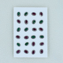 Ruby, Emerald Studs Earrings - 925 Silver Jewelry