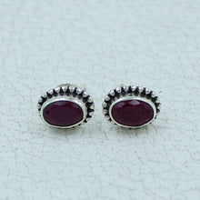 Ruby, Emerald Studs Earrings - 925 Silver Jewelry