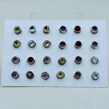 12 Pair Cut Stone Earrings - 925 Silver Jewelry