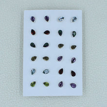 12 Pair Cut Stone Studs Earrings - 925 Silver Women Jewelry