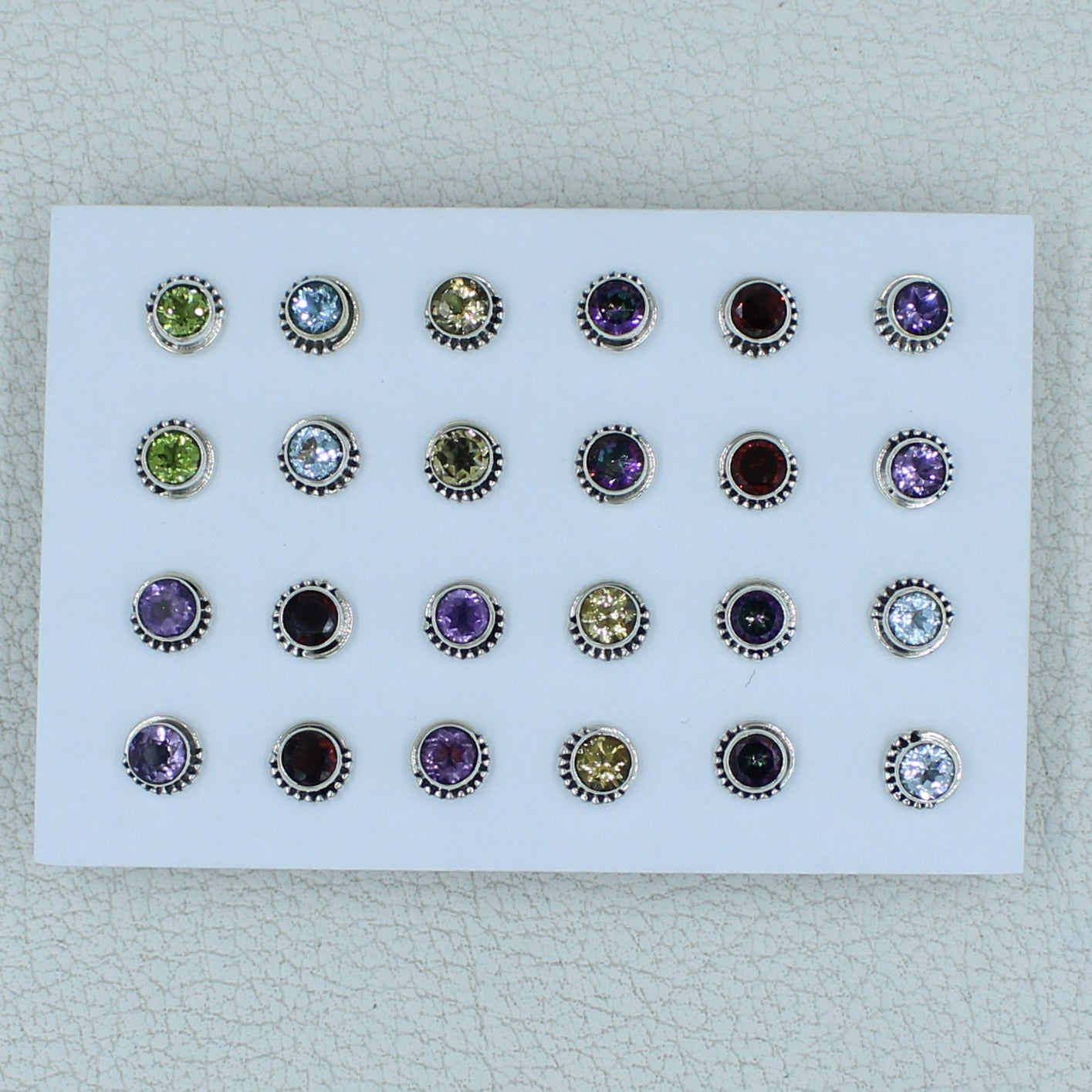 Multi Cut Gemstone Studs Earrings - 925 Silver Jewelry