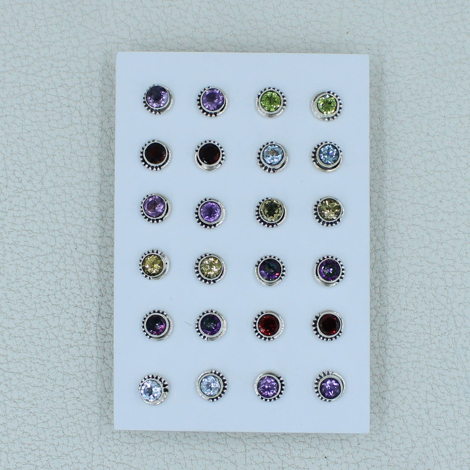 Multi Cut Gemstone Studs Earrings - 925 Silver Jewelry