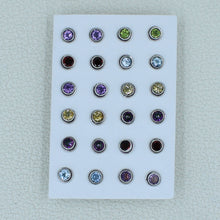 12 Pair Cut Gemstone Studs - 925 Silver Jewelry