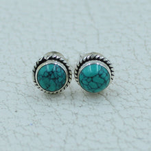 12 Pair Turquoise Studs Earrings - Turquoise Silver Jewelry