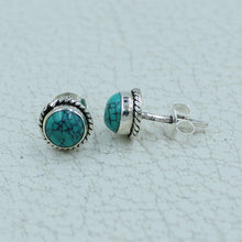 12 Pair Turquoise Studs Earrings - Turquoise Silver Jewelry
