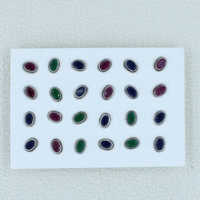 Ruby, Emerald, Sapphire Gemstone Studs Earrings - 925 Silver Jewelry