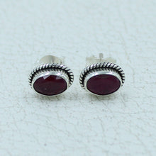 Ruby, Emerald, Sapphire Gemstone Studs Earrings - 925 Silver Jewelry
