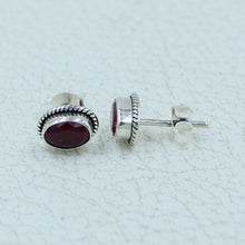 Ruby, Emerald, Sapphire Gemstone Studs Earrings - 925 Silver Jewelry