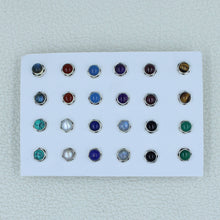 Round Gemstone Studs Earrings - 925 Silver Jewelry