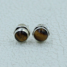 Round Gemstone Studs Earrings - 925 Silver Jewelry
