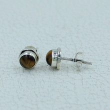 Round Gemstone Studs Earrings - 925 Silver Jewelry