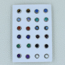 925 Silver Studs, 12 Pairs Of Silver and Gemstone Studs Jewelry