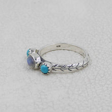 Sterling Silver Moonstone Turquoise Ring – Triple Stone Statement Ring