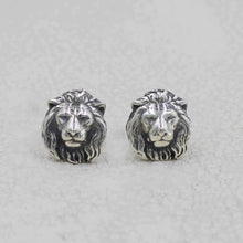 925 Sterling Silver Lion Head Stud Earrings