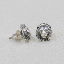 925 Sterling Silver Lion Head Stud Earrings