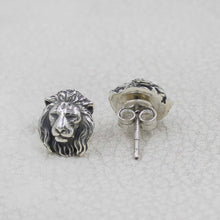 925 Sterling Silver Lion Head Stud Earrings