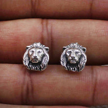 925 Sterling Silver Lion Head Stud Earrings