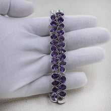 Handcrafted Sterling Silver Amethyst Multi-Shape Statement Bracelet