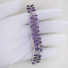Handcrafted Sterling Silver Amethyst Multi-Shape Statement Bracelet
