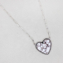 White Horse Jasper Heart Pendant Necklace – Handmade Silver Jewelry