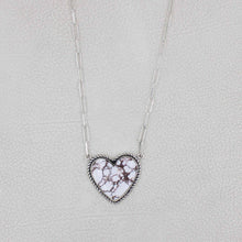 White Horse Jasper Heart Pendant Necklace – Handmade Silver Jewelry
