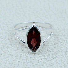Natural Marquise Garnet Silver Ring