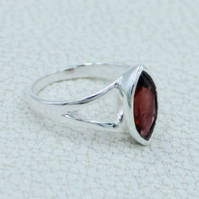 Natural Marquise Garnet Silver Ring