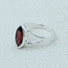 Natural Marquise Garnet Silver Ring