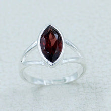 Natural Marquise Garnet Silver Ring