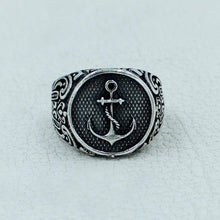 Silver Anchor Wide Band Ring