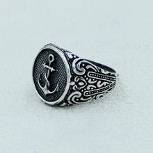 Silver Anchor Wide Band Ring