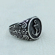 Silver Anchor Wide Band Ring