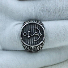 Silver Anchor Wide Band Ring