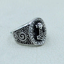 925 Sterling Silver Viking Thor Hammer Mjolnir Runes Futhark Ring