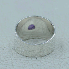Textured Pattern Silver Purple Amethyst Ring