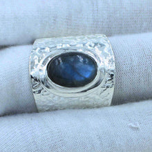 925 Silver Textured Labradorite Rings