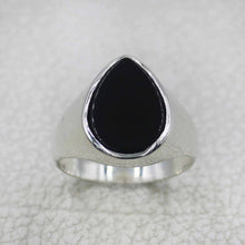 Men’s Black Oval Statement Ring – Sterling Silver