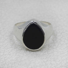 Men’s Black Oval Statement Ring – Sterling Silver