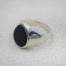 Men’s Black Oval Statement Ring – Sterling Silver