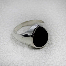 Men’s Black Oval Statement Ring – Sterling Silver