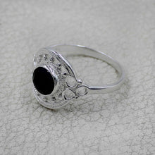 Vintage Inspired Round Gemstone Statement Ring in Ornate Silver Tone