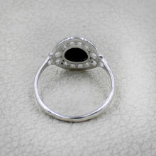 Vintage Inspired Round Gemstone Statement Ring in Ornate Silver Tone