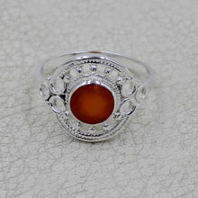 Vintage Inspired Round Gemstone Statement Ring in Ornate Silver Tone