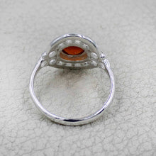 Vintage Inspired Round Gemstone Statement Ring in Ornate Silver Tone