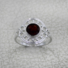 Vintage Inspired Round Gemstone Statement Ring in Ornate Silver Tone