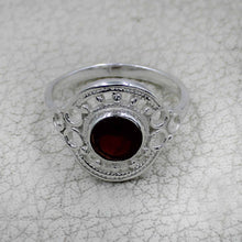 Vintage Inspired Round Gemstone Statement Ring in Ornate Silver Tone