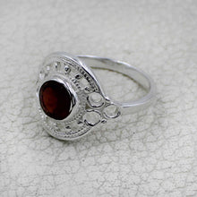 Vintage Inspired Round Gemstone Statement Ring in Ornate Silver Tone