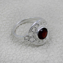 Vintage Inspired Round Gemstone Statement Ring in Ornate Silver Tone